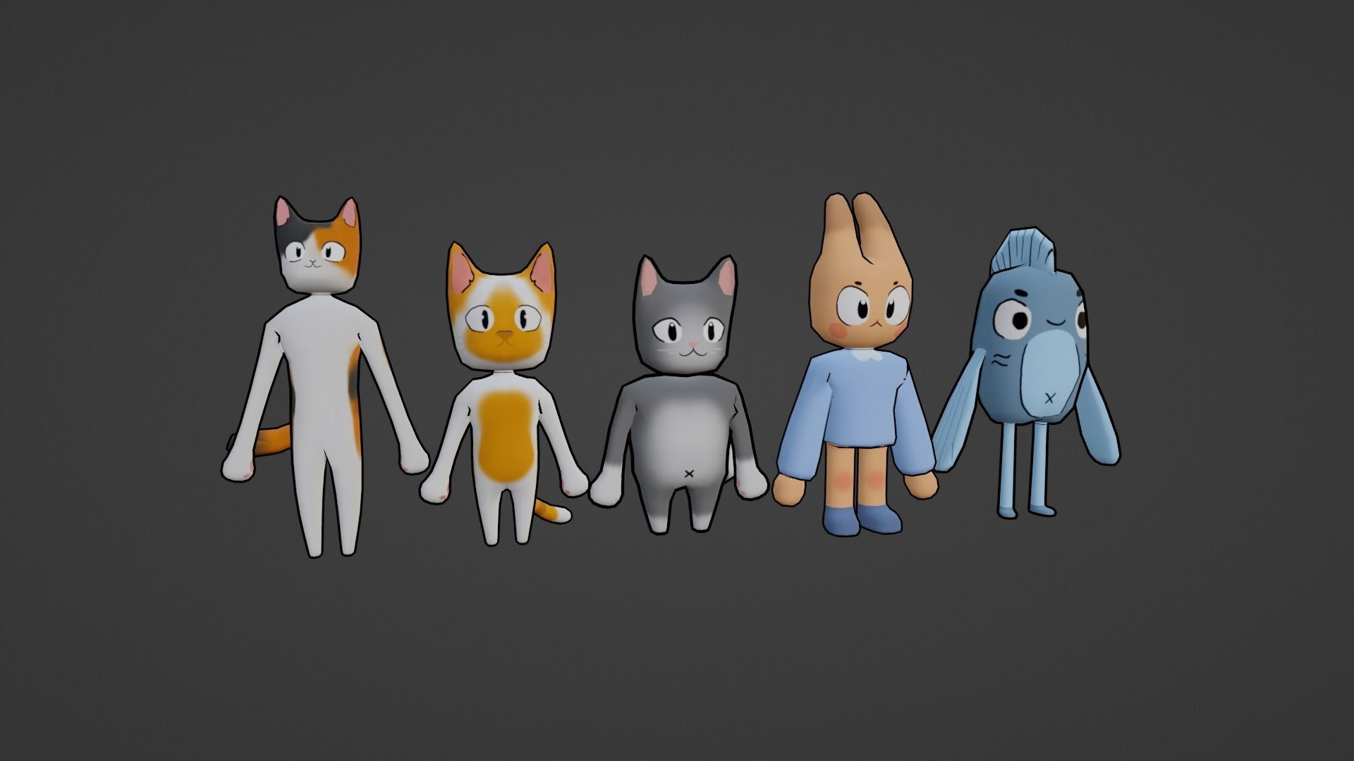 PACK OF 5 ANIMATED AND TEXTURED CHARACTERS Low-poly 3D model_1