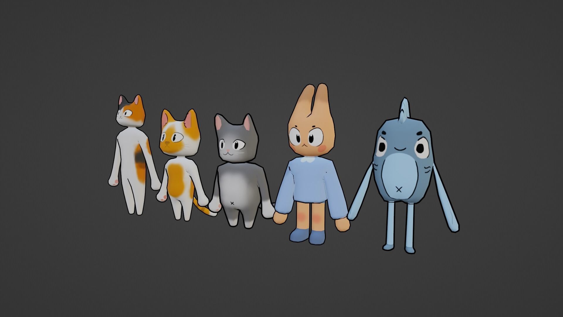 PACK OF 5 ANIMATED AND TEXTURED CHARACTERS Low-poly 3D model_2