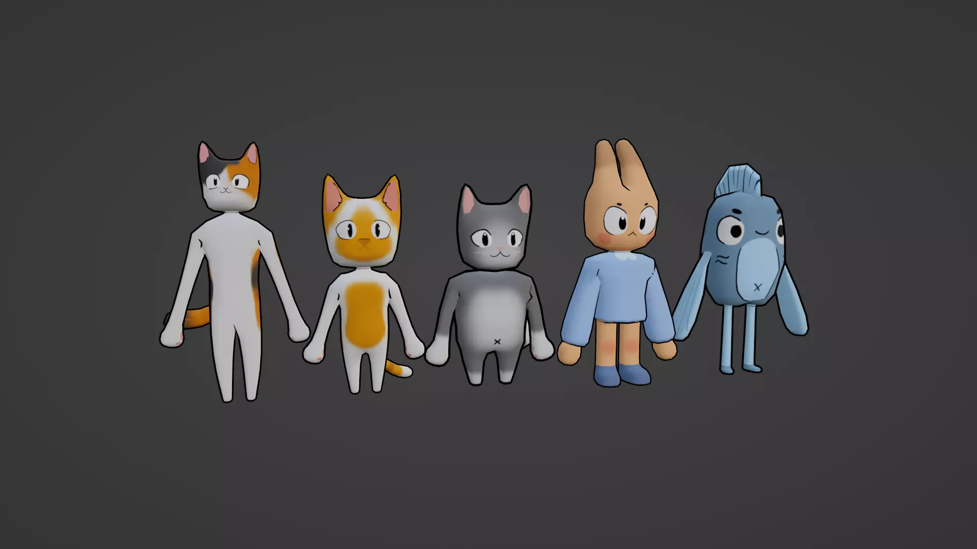 PACK OF 5 ANIMATED AND TEXTURED CHARACTERS Low-poly 3D model_0