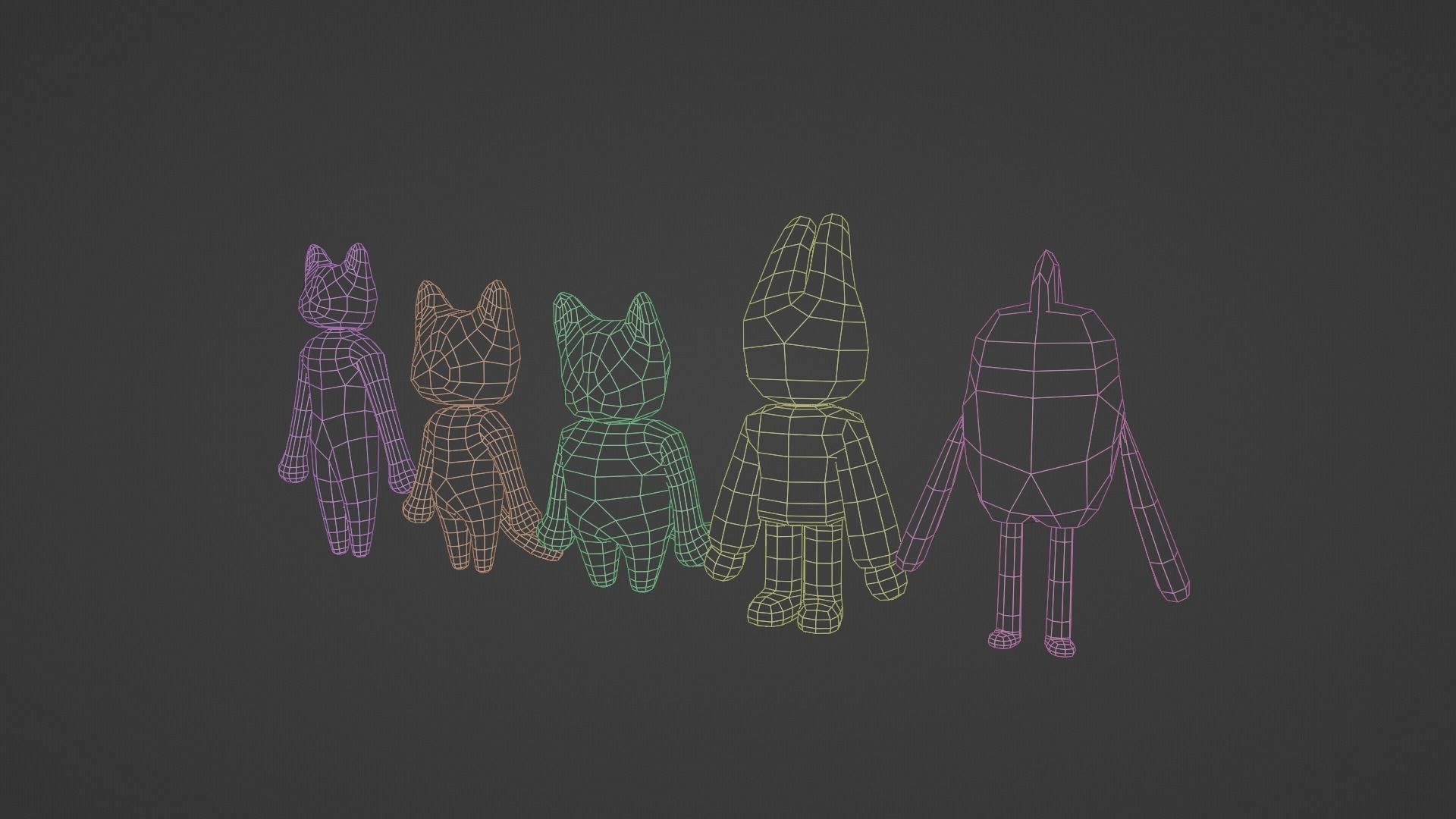 PACK OF 5 ANIMATED AND TEXTURED CHARACTERS Low-poly 3D model_7