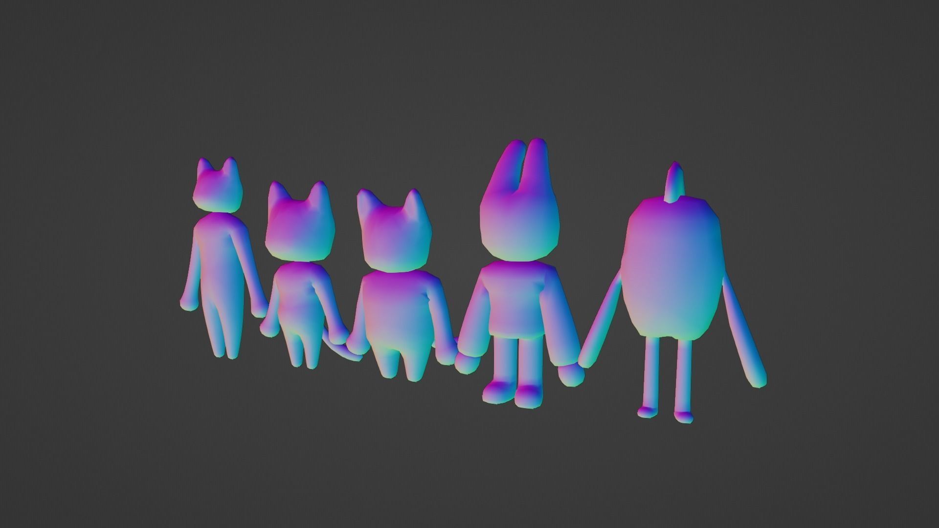 PACK OF 5 ANIMATED AND TEXTURED CHARACTERS Low-poly 3D model_4
