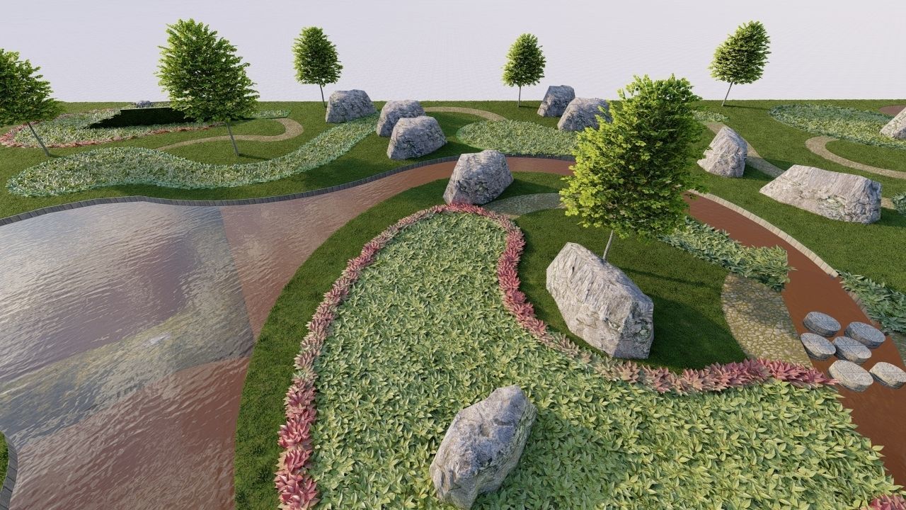 public park-Private Park Landscape 3D model_17