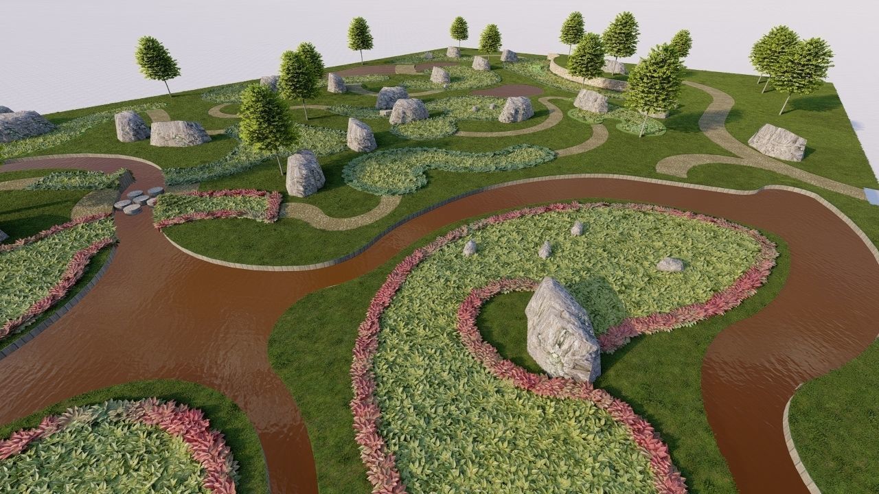 public park-Private Park Landscape 3D model_16