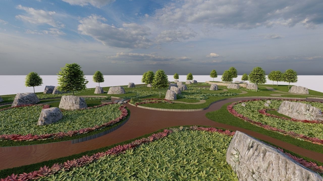 public park-Private Park Landscape 3D model_7