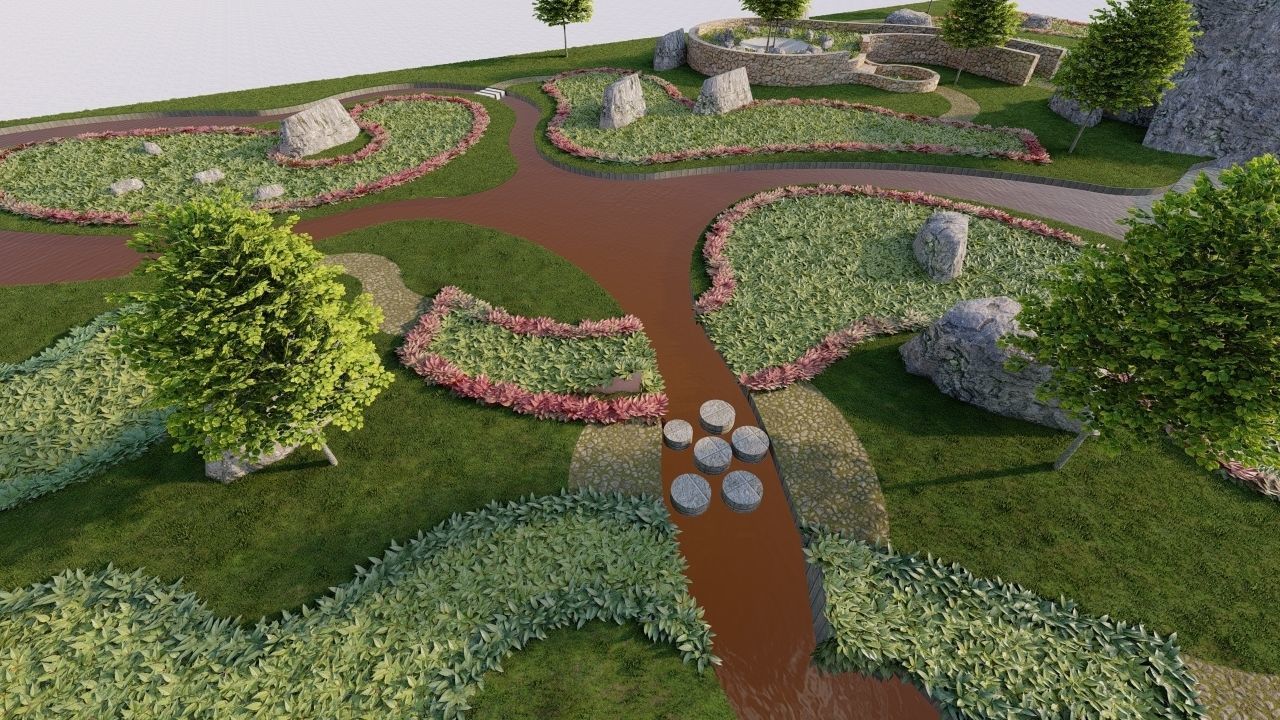 public park-Private Park Landscape 3D model_19