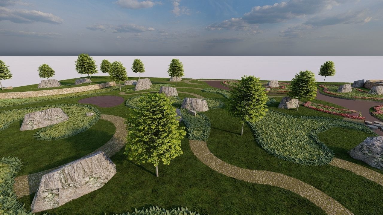 public park-Private Park Landscape 3D model_2