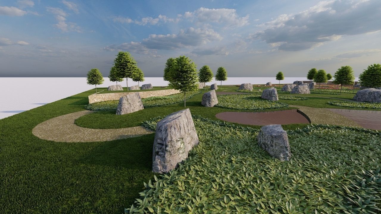 public park-Private Park Landscape 3D model_11