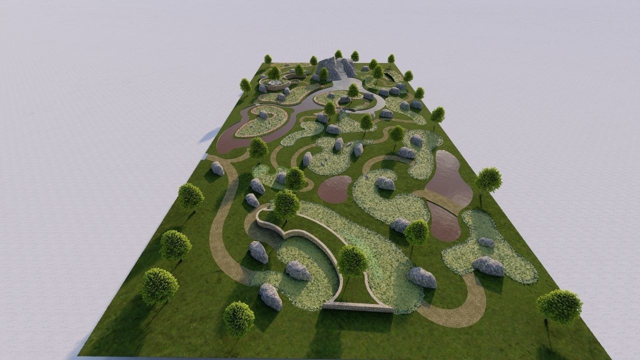 public park-Private Park Landscape 3D model_3