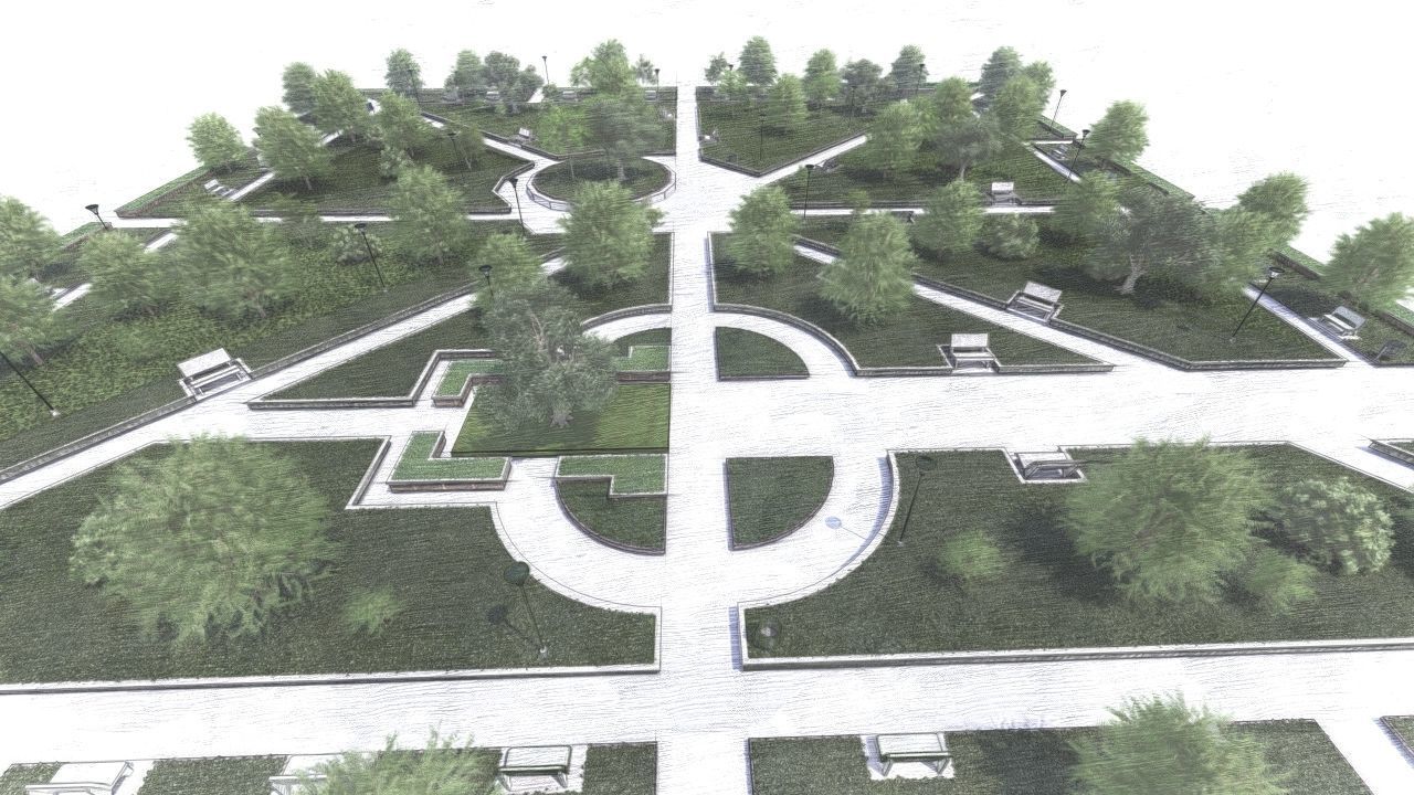 public park-Private Park Landscape 3D model_13