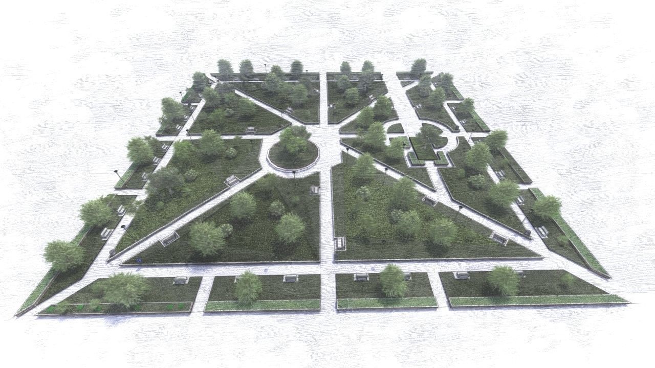public park-Private Park Landscape 3D model_8