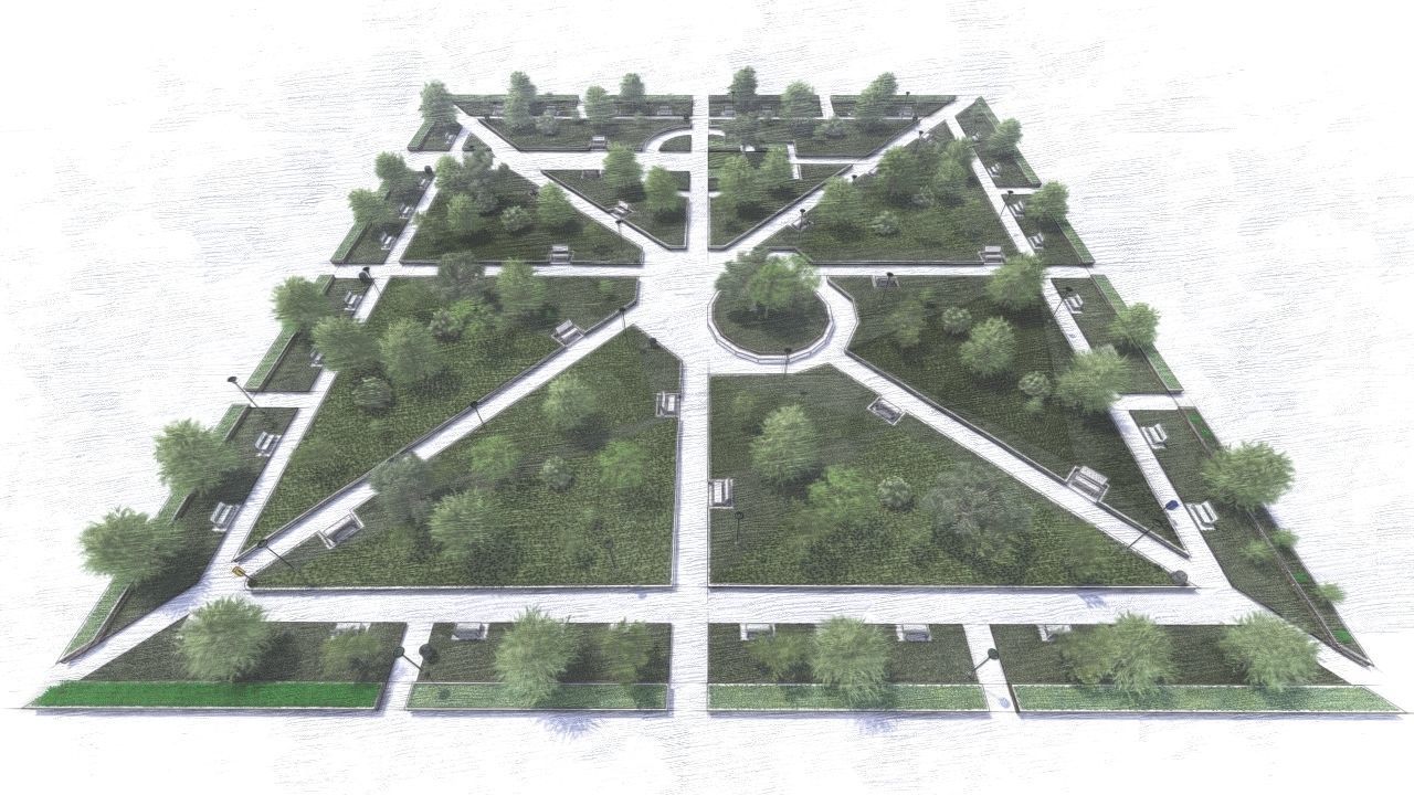 public park-Private Park Landscape 3D model_9