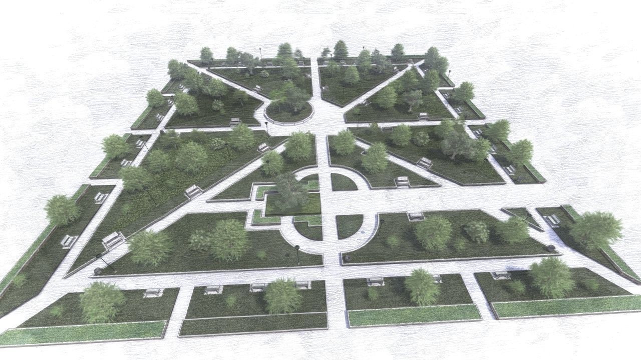 public park-Private Park Landscape 3D model_11