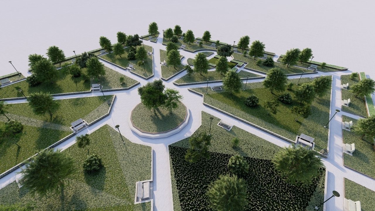 public park-Private Park Landscape 3D model_16