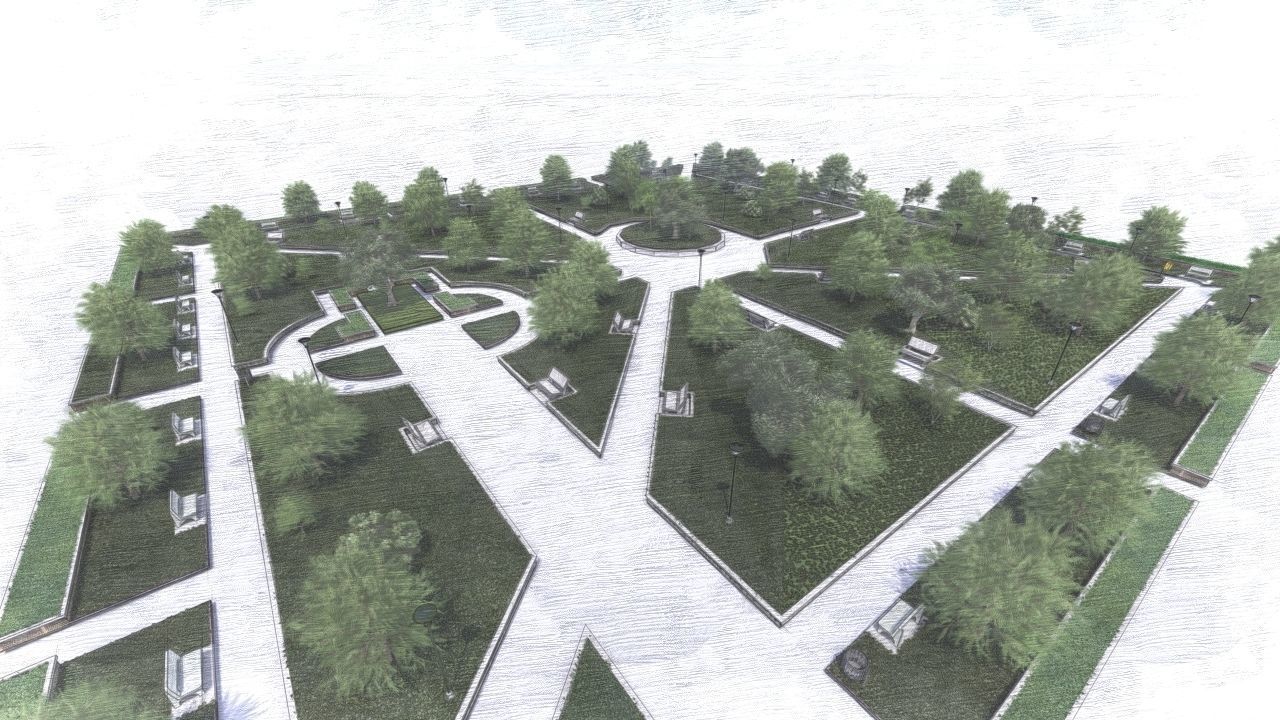 public park-Private Park Landscape 3D model_14