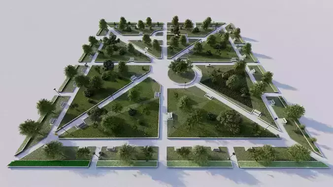 public park-Private Park Landscape 3D model