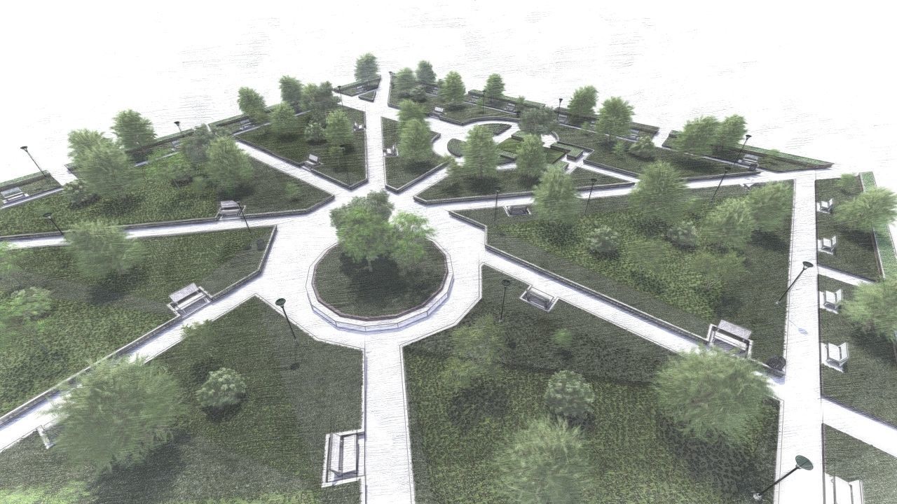 public park-Private Park Landscape 3D model_7