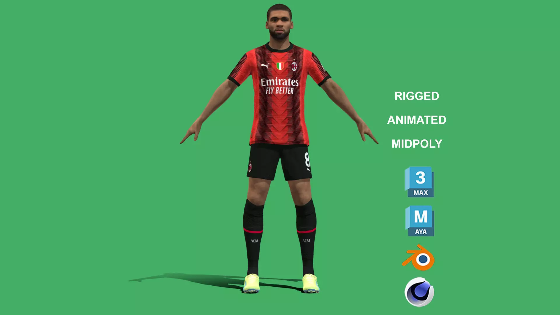 3D Rigged Ruben Loftus-Cheek AC Milan 2024 3D model