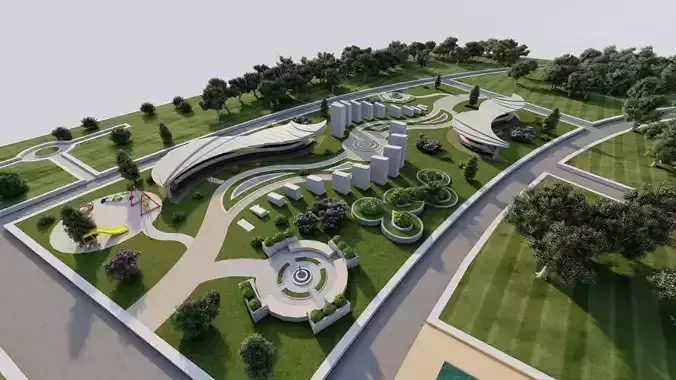 public park-Private Park Landscape 3D model