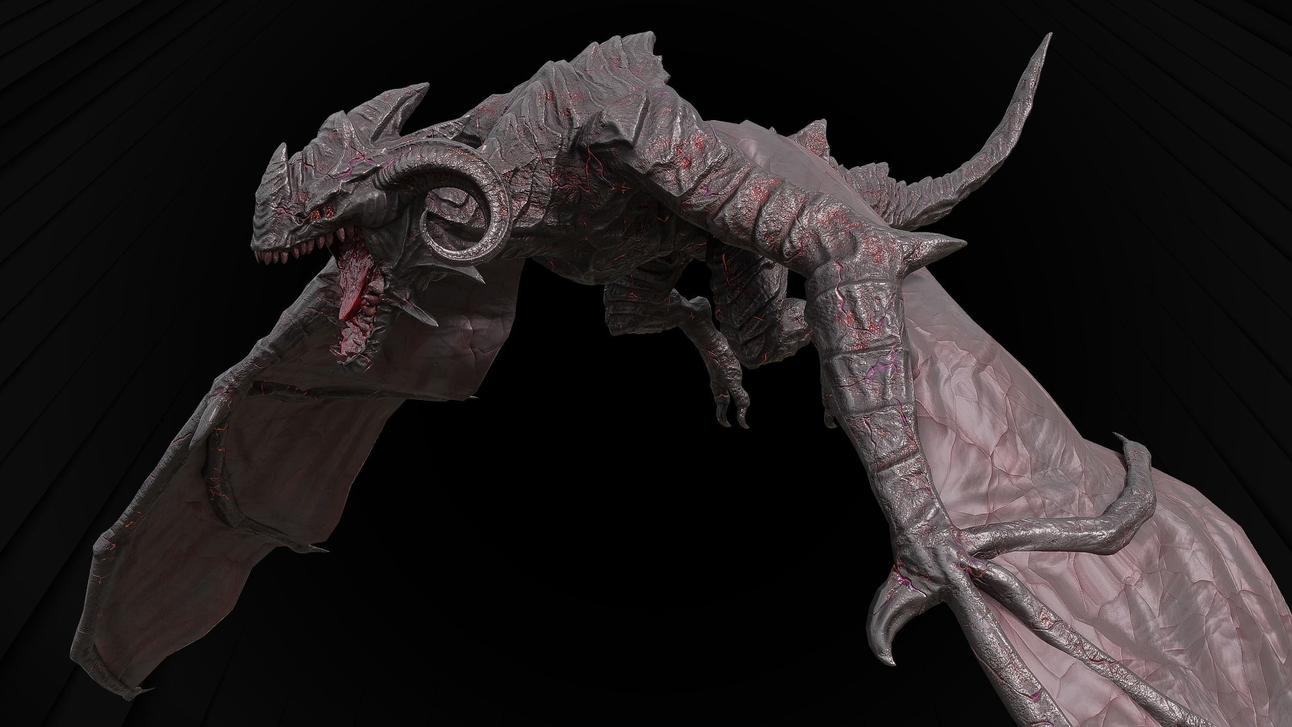 Hell Wyvern - Infernal Dragon Low-poly 3D model_4