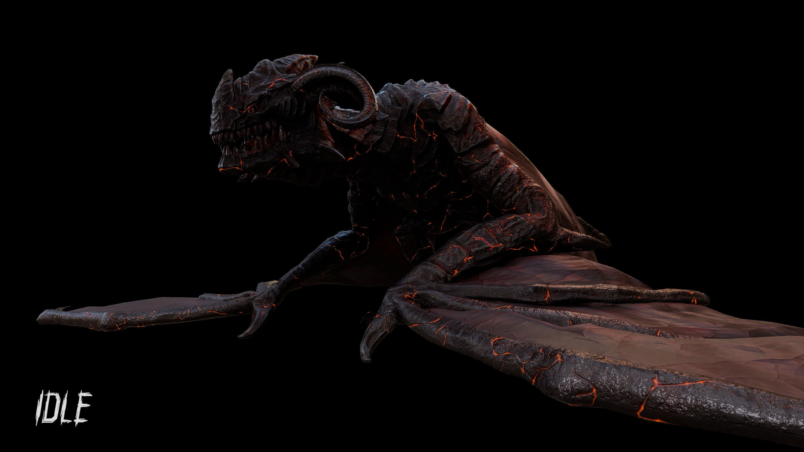Hell Wyvern - Infernal Dragon Low-poly 3D model_17