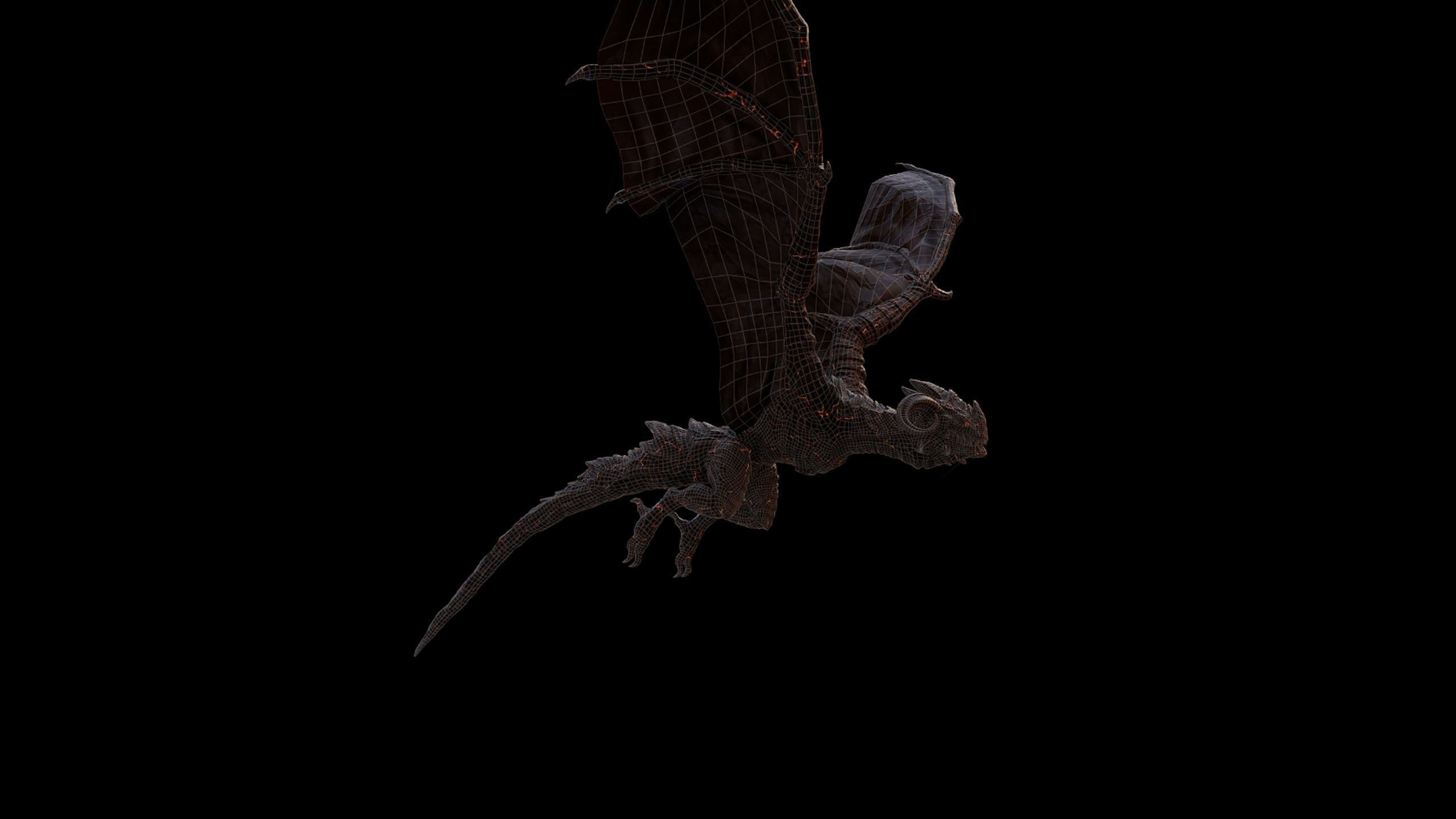 Hell Wyvern - Infernal Dragon Low-poly 3D model_36