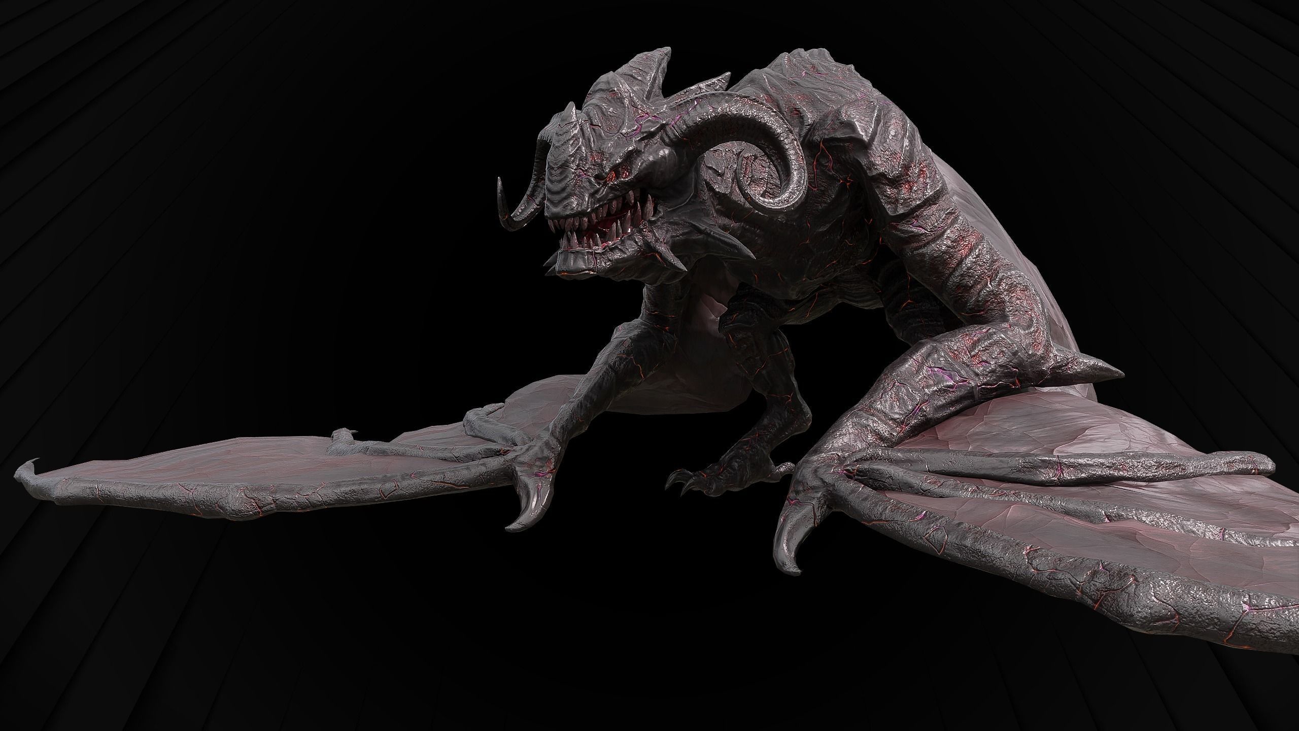 Hell Wyvern - Infernal Dragon Low-poly 3D model_22