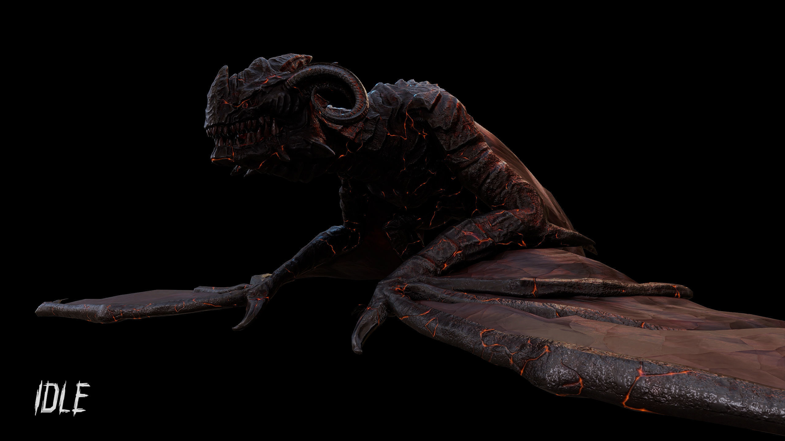 Hell Wyvern - Infernal Dragon Low-poly 3D model_16