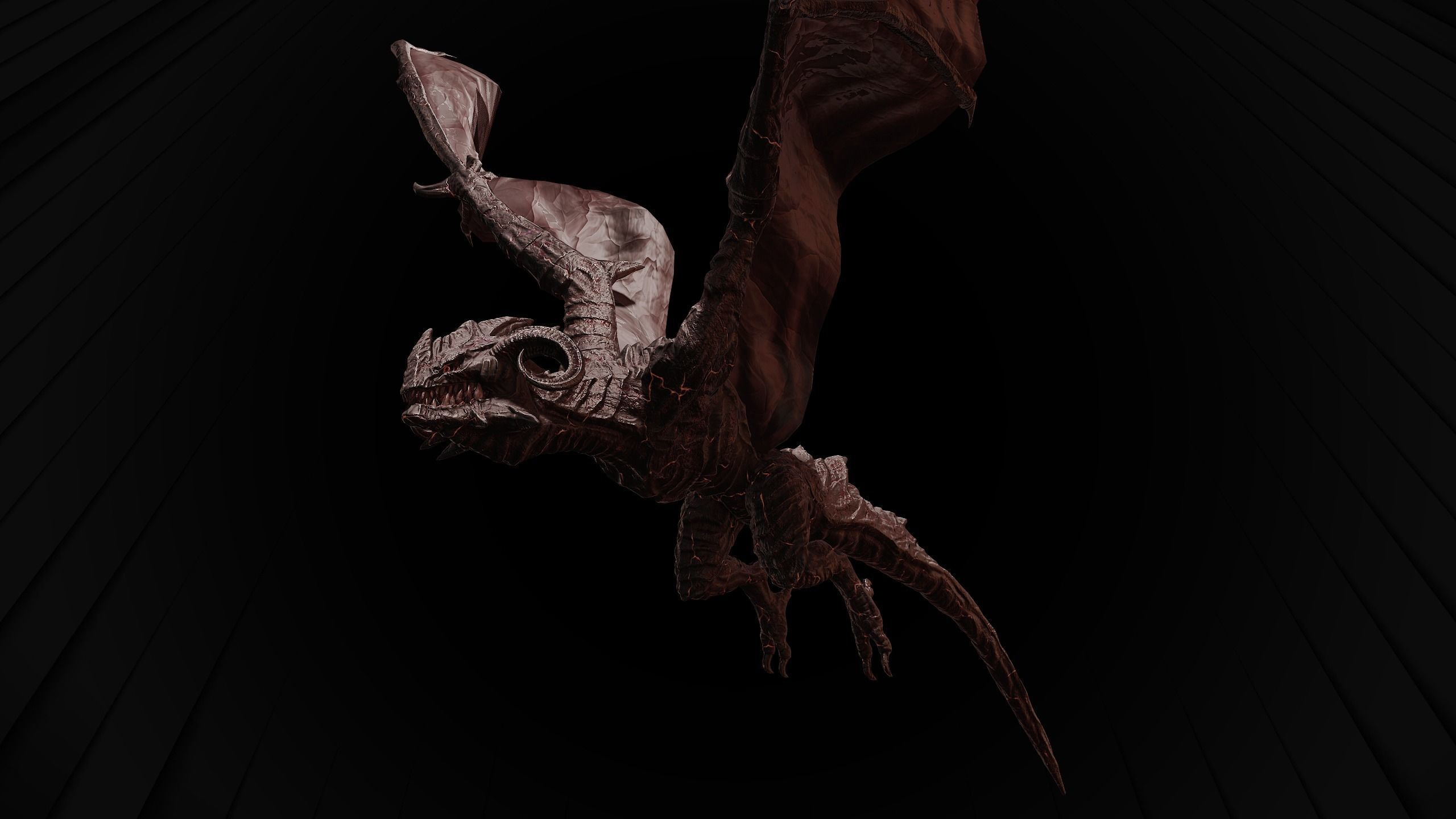 Hell Wyvern - Infernal Dragon Low-poly 3D model_7