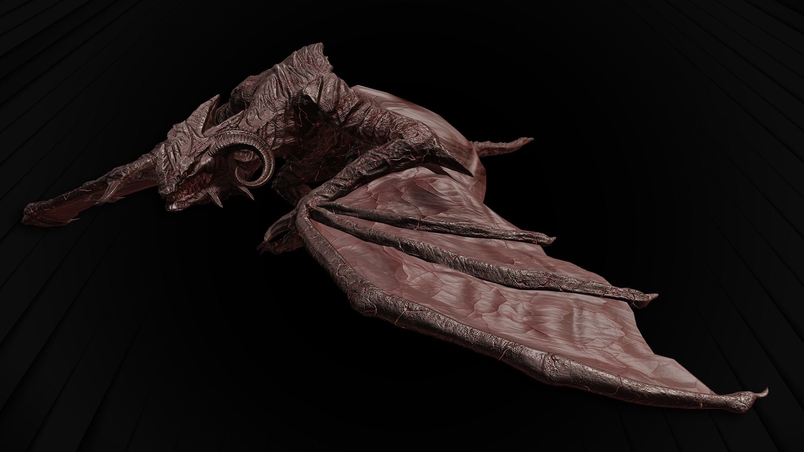 Hell Wyvern - Infernal Dragon Low-poly 3D model_6