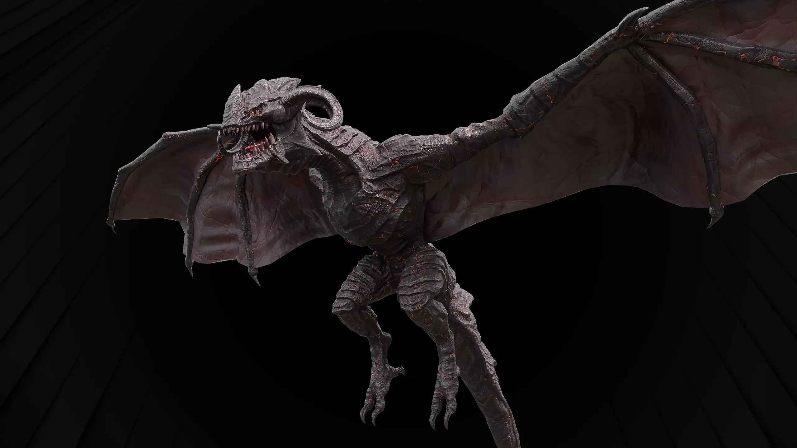 Hell Wyvern - Infernal Dragon Low-poly 3D model_0