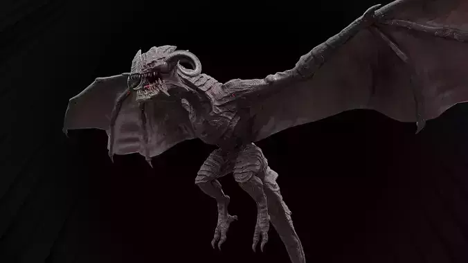 Hell Wyvern - Infernal Dragon Low-poly 3D model