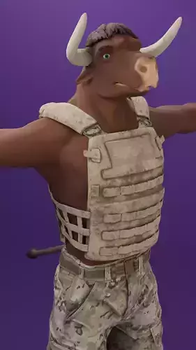 Stylized Bull Fully Rigged Face Full Body Fingers
