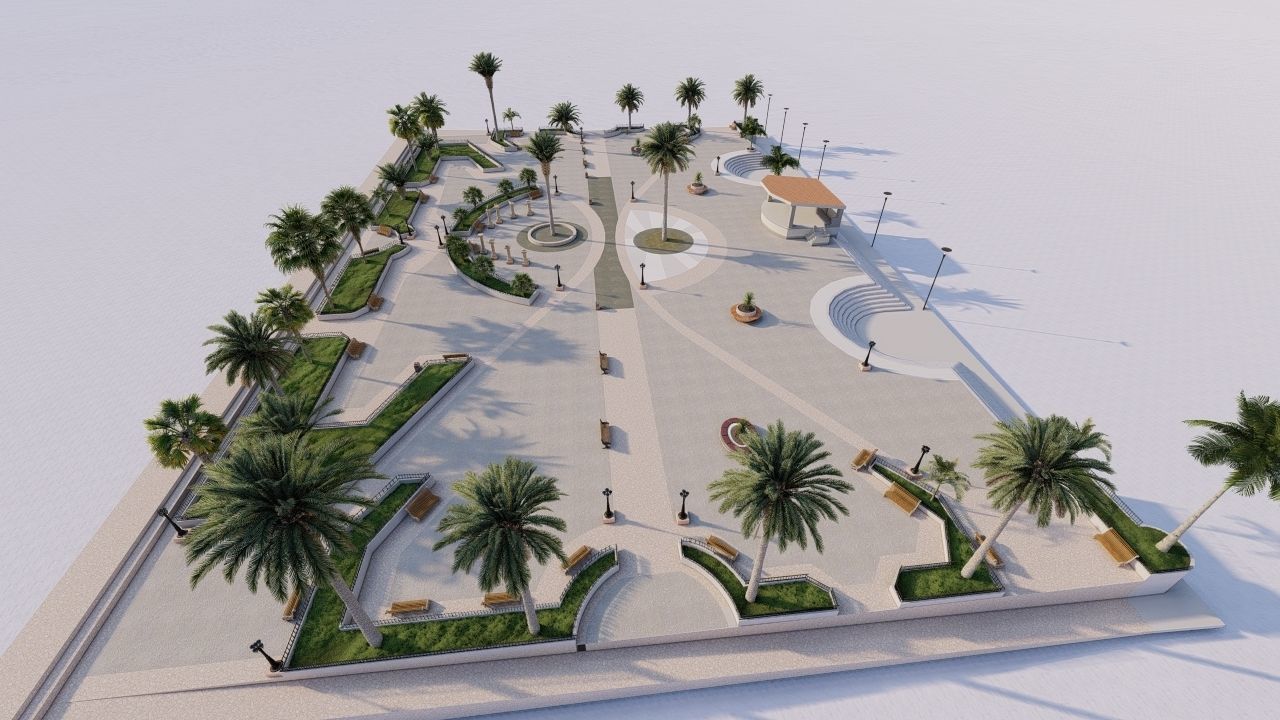 public park-Private Park Landscape 3D model_5