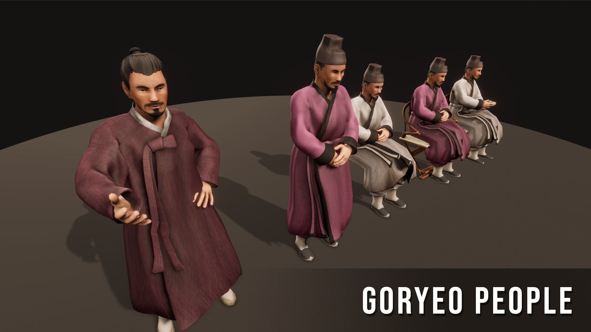 Korea Goryeo People Low-poly 3D model_5