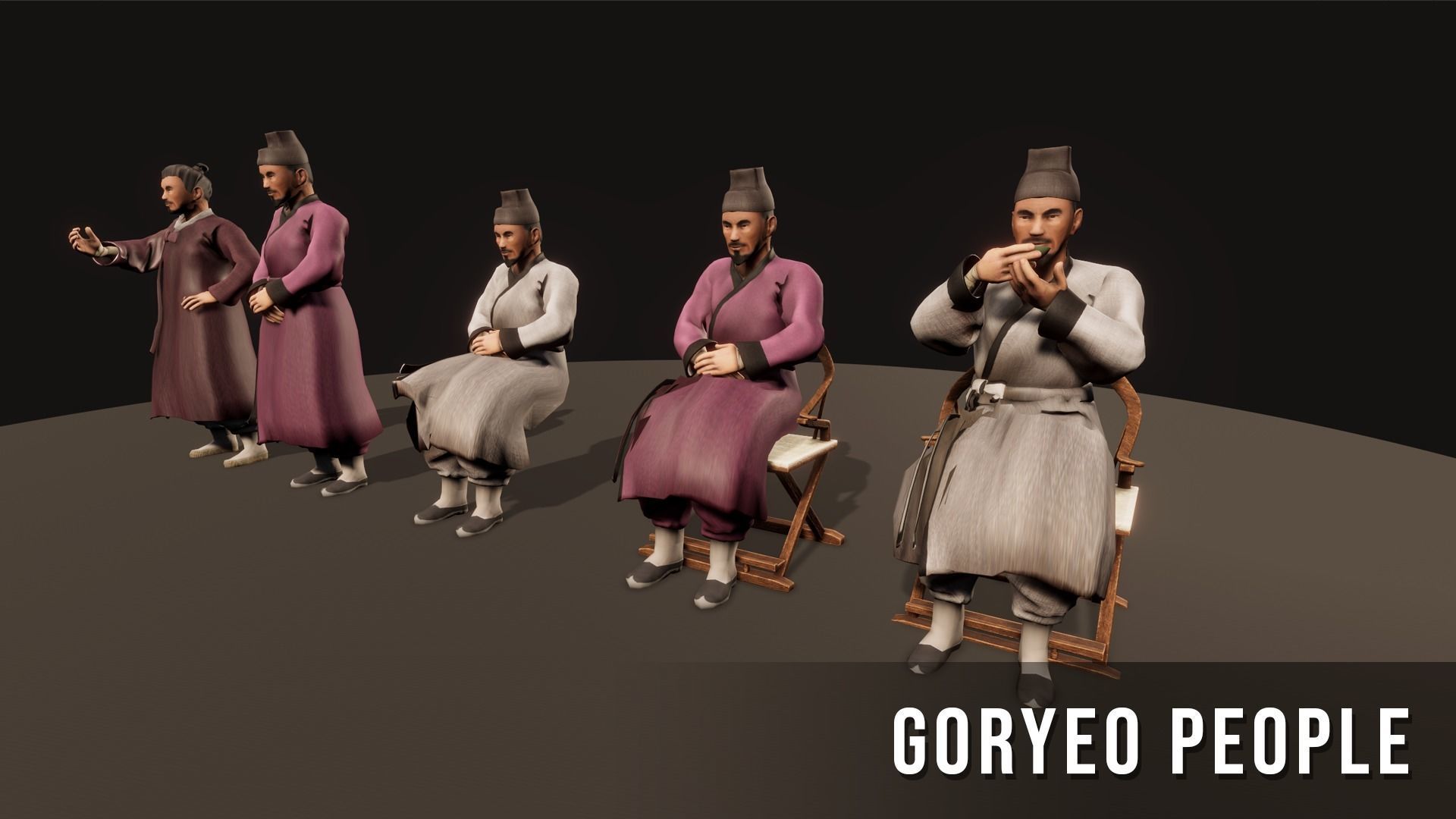 Korea Goryeo People Low-poly 3D model_4