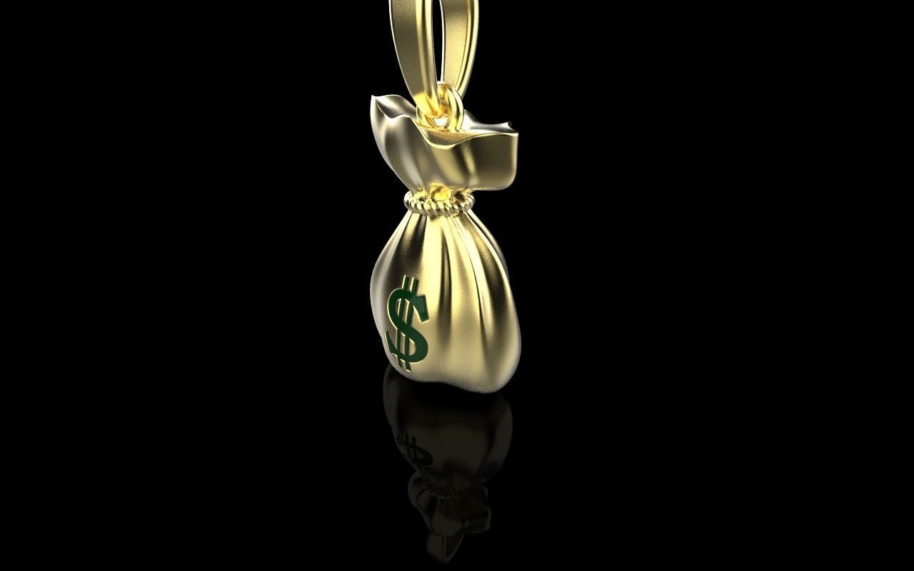 moneybag pendant with enamel model 665 3D print model_28