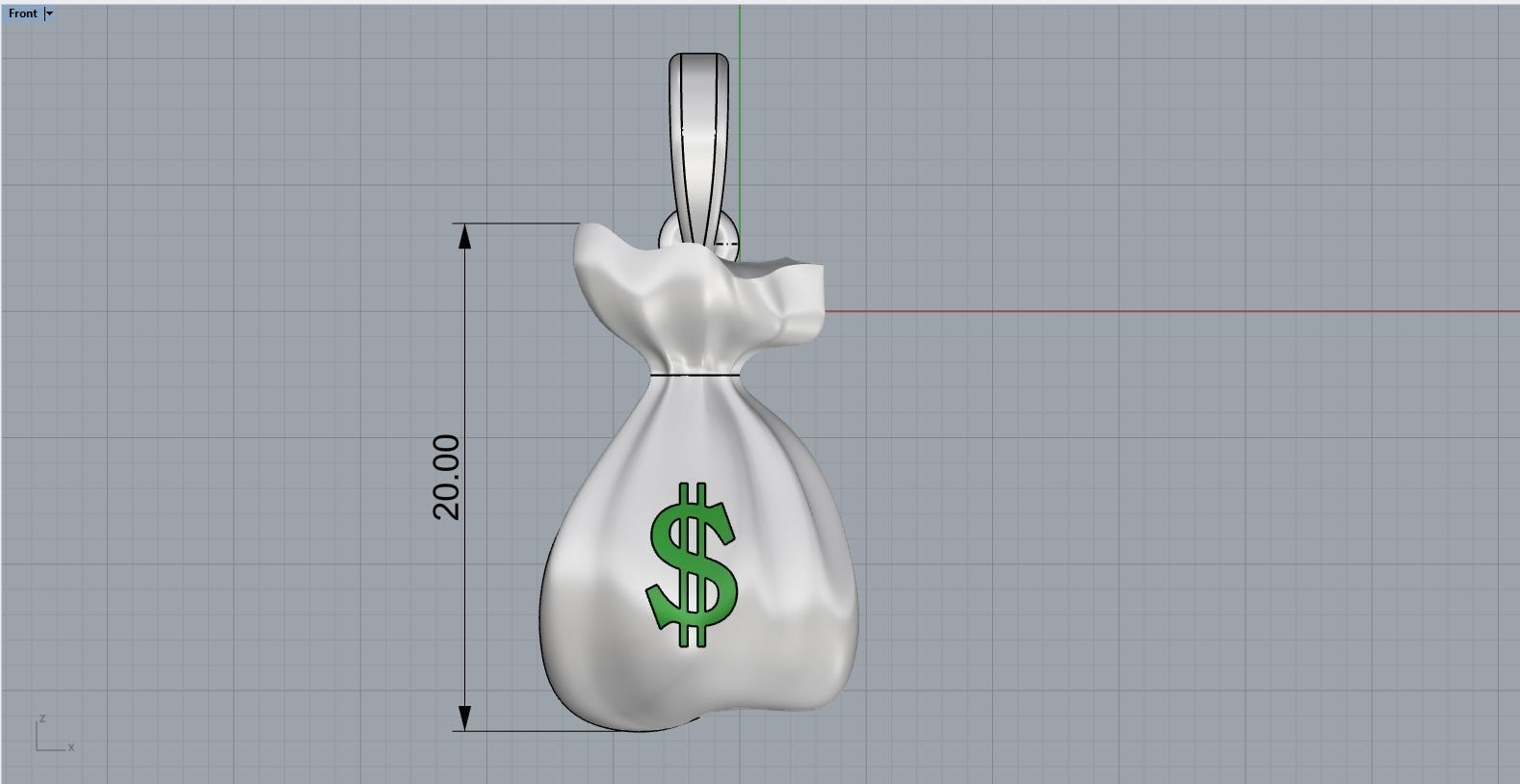 moneybag pendant with enamel model 665 3D print model_9