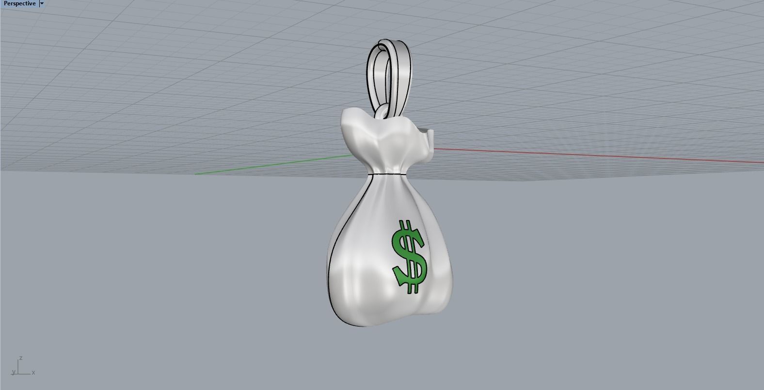 moneybag pendant with enamel model 665 3D print model_7