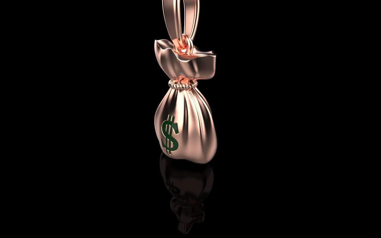moneybag pendant with enamel model 665 3D print model_30