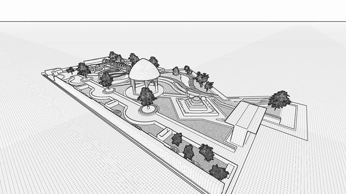 public park-Private Park Landscape 3D model 7