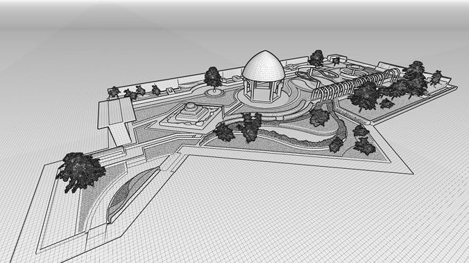 public park-Private Park Landscape 3D model 6