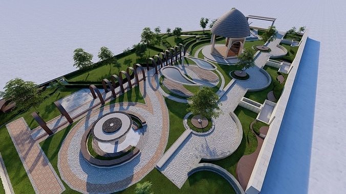 public park-Private Park Landscape 3D model 2