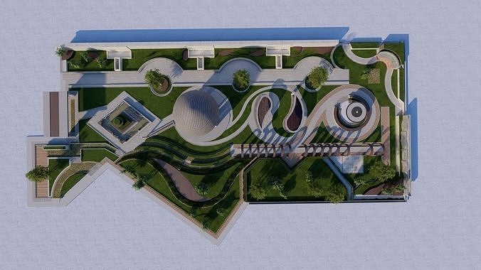 public park-Private Park Landscape 3D model 3
