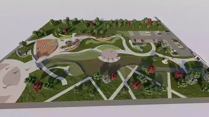 public park-Private Park Landscape 3D model
