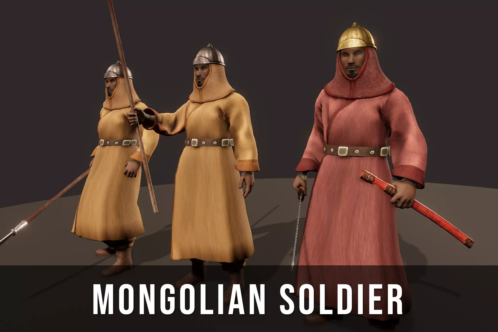 Korea Mongolian Soldier Low-poly 3D model_0