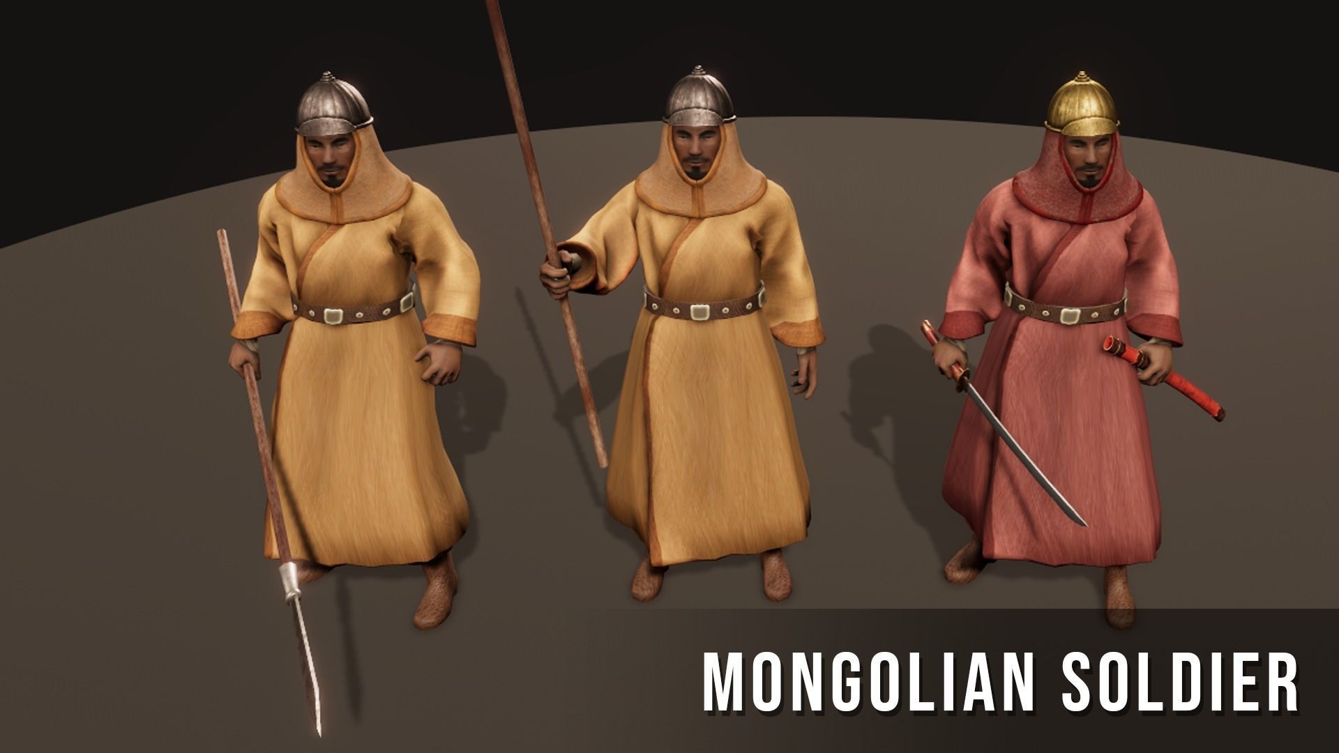 Korea Mongolian Soldier Low-poly 3D model_2