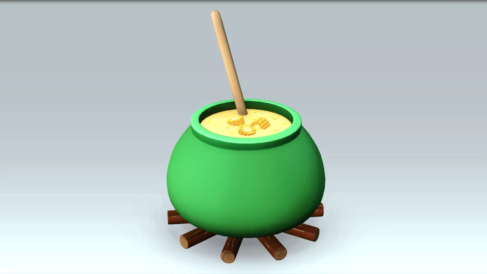 Witch Cauldron - Corn Low-poly 3D model_0