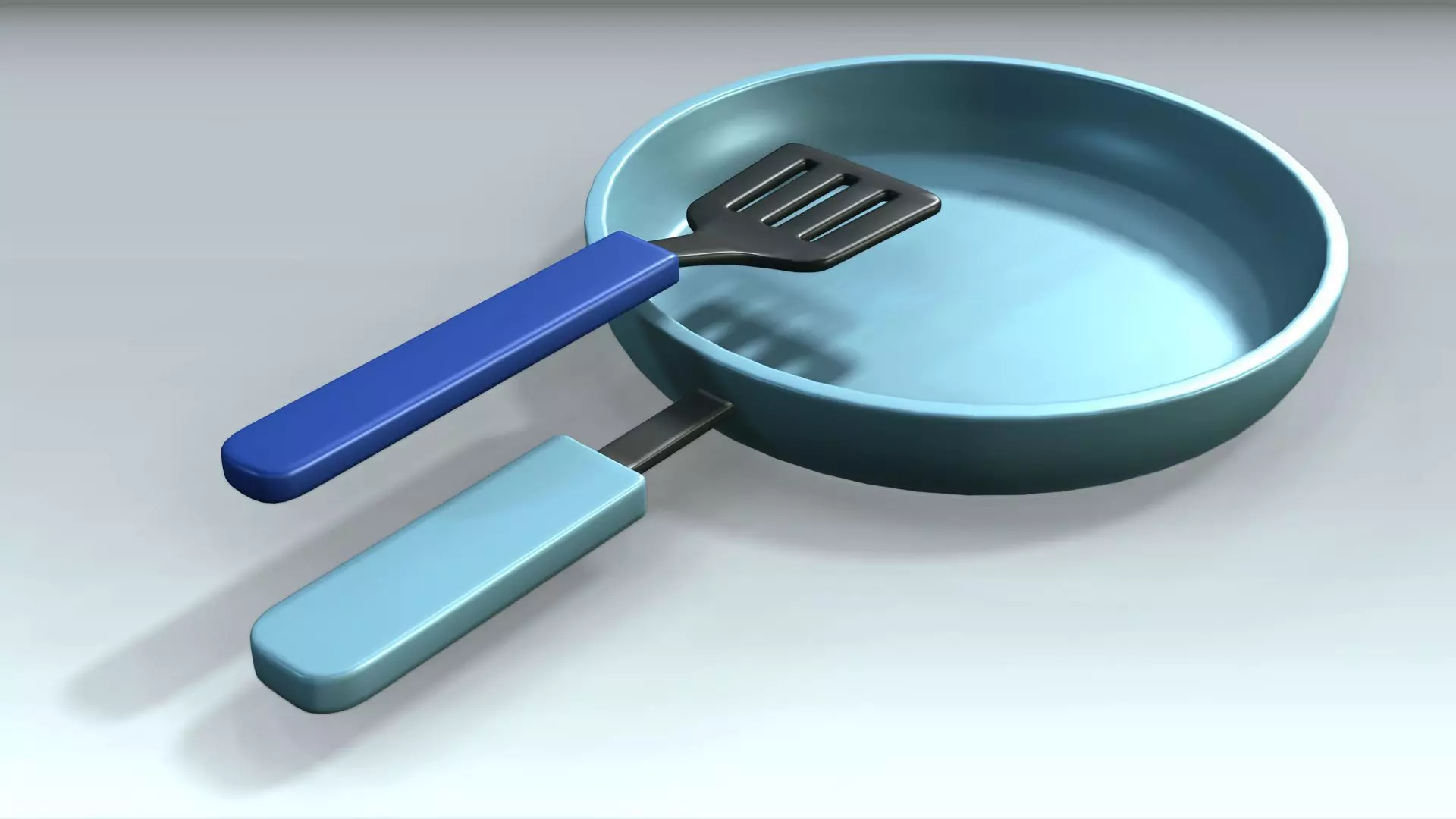 Pan and Spatula Low-poly 3D model_0