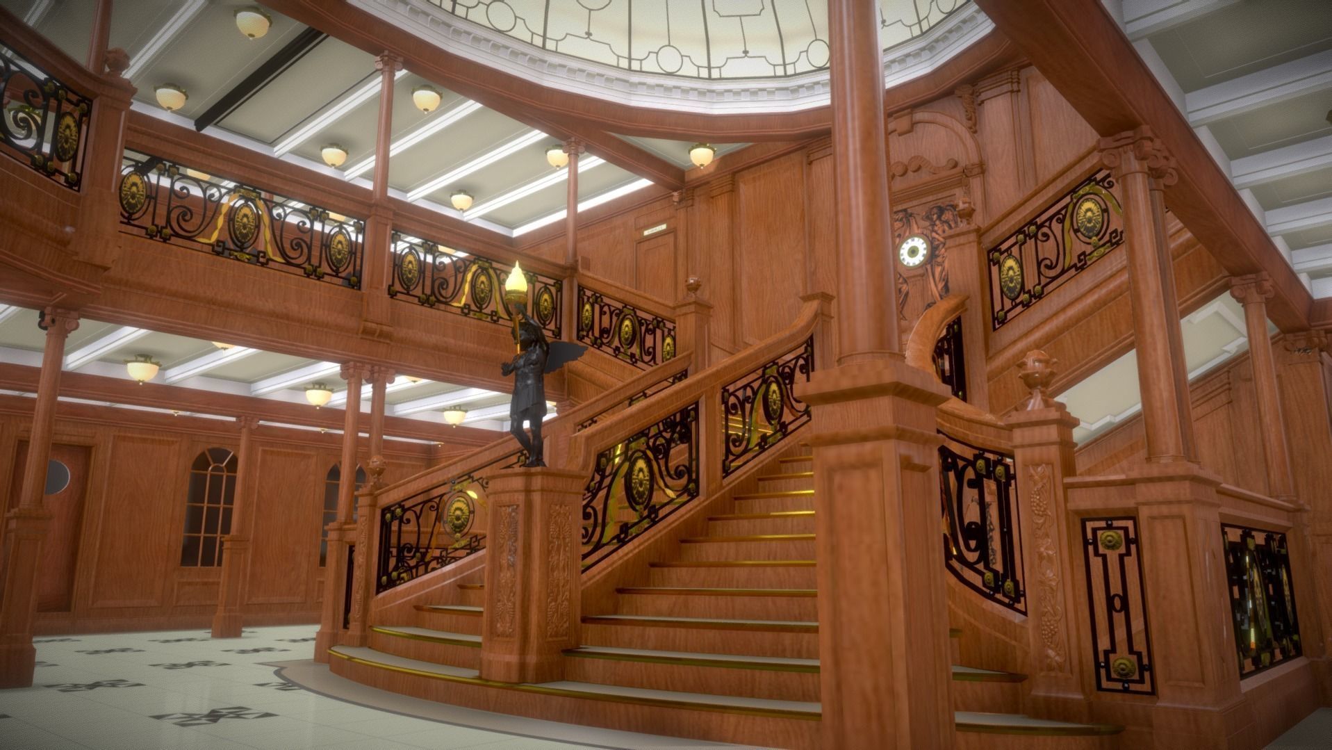 Titanic Grand Staircase WITH BLENDER FILE 3D model_1