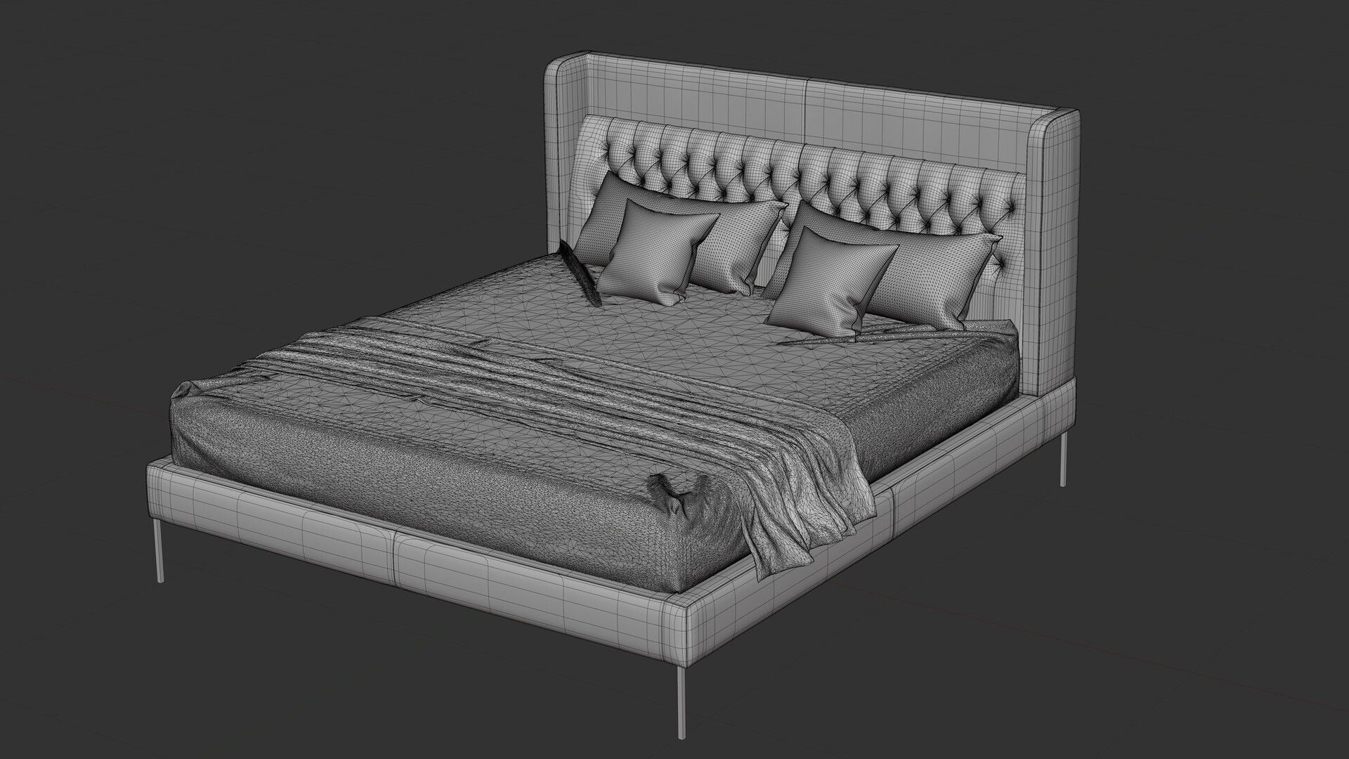 Amante Upholstered Bed 3D model_6